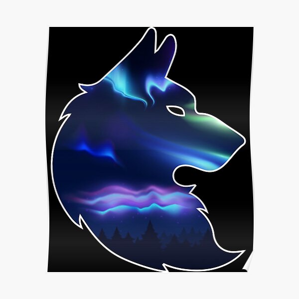 Póster «Perfil de siluetas de lobo de aurora boreal» de animexgaming |  Redbubble