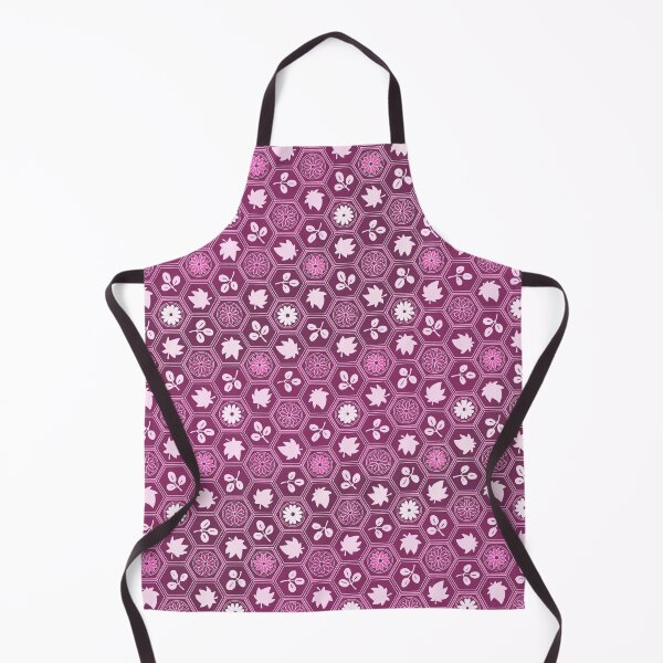 Item preview, Traditional Japanese Kikkou Tortoise Shell Autumn Geometric Floral Pattern with Maple Leaves, Bush Clover, and Chrysanthemum in Mauve Purple designed and sold by Charredsky.