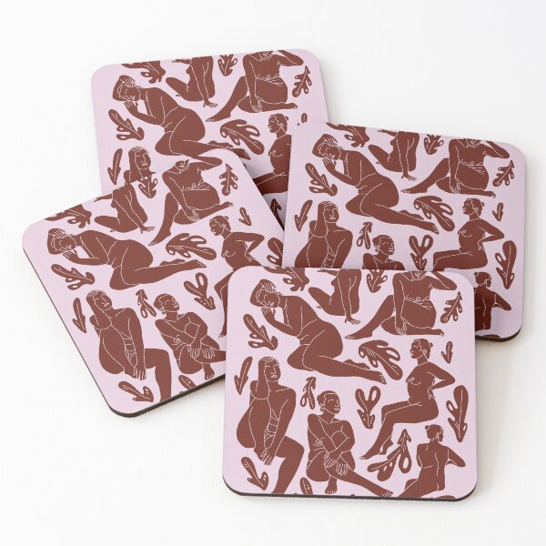 Item preview, Seated Nude (female figure and leaves) - mauve designed and sold by ChelseyMagaoay.