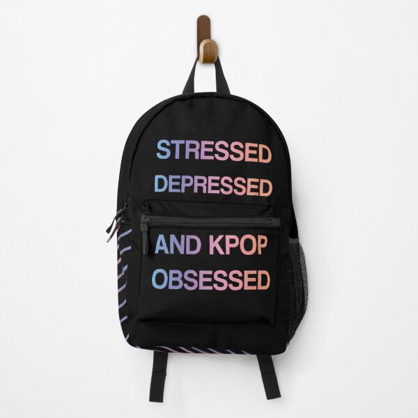 Item preview, STRESSED DEPRESSED AND KPOP OBSESSED Pastel Rainbow Quote designed and sold by SugarSaint.