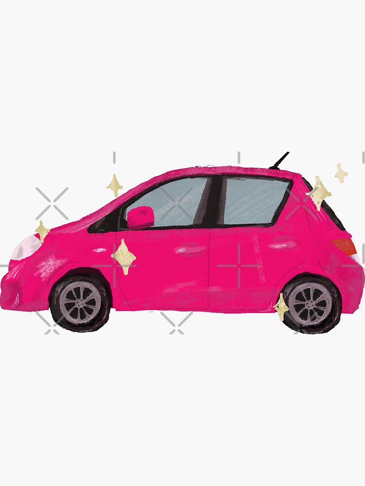 Thumbnail 3 of 3, Sticker, Pink Car designed and sold by ddanyen.