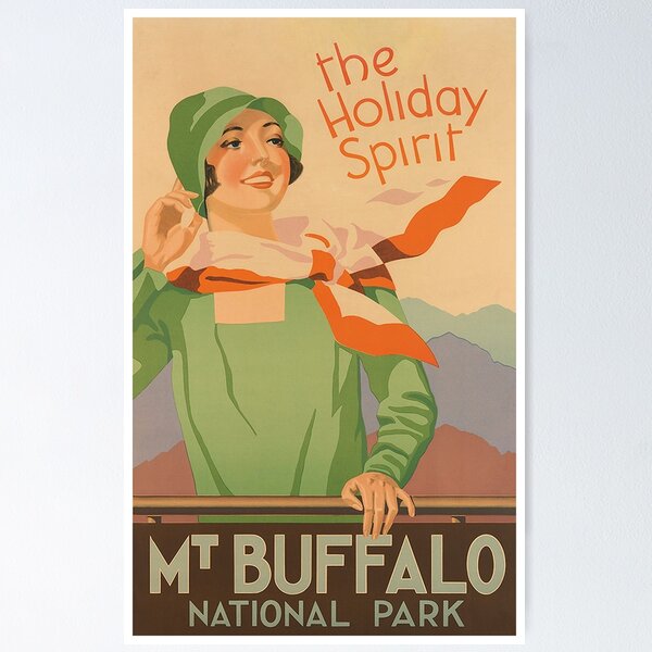 Item preview, Mount Buffalo, Australia, Vintage Travel Poster designed and sold by vintagevivian.