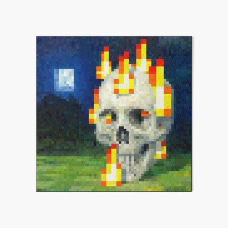Burning Skull - Minecraft Painting Art Board Print