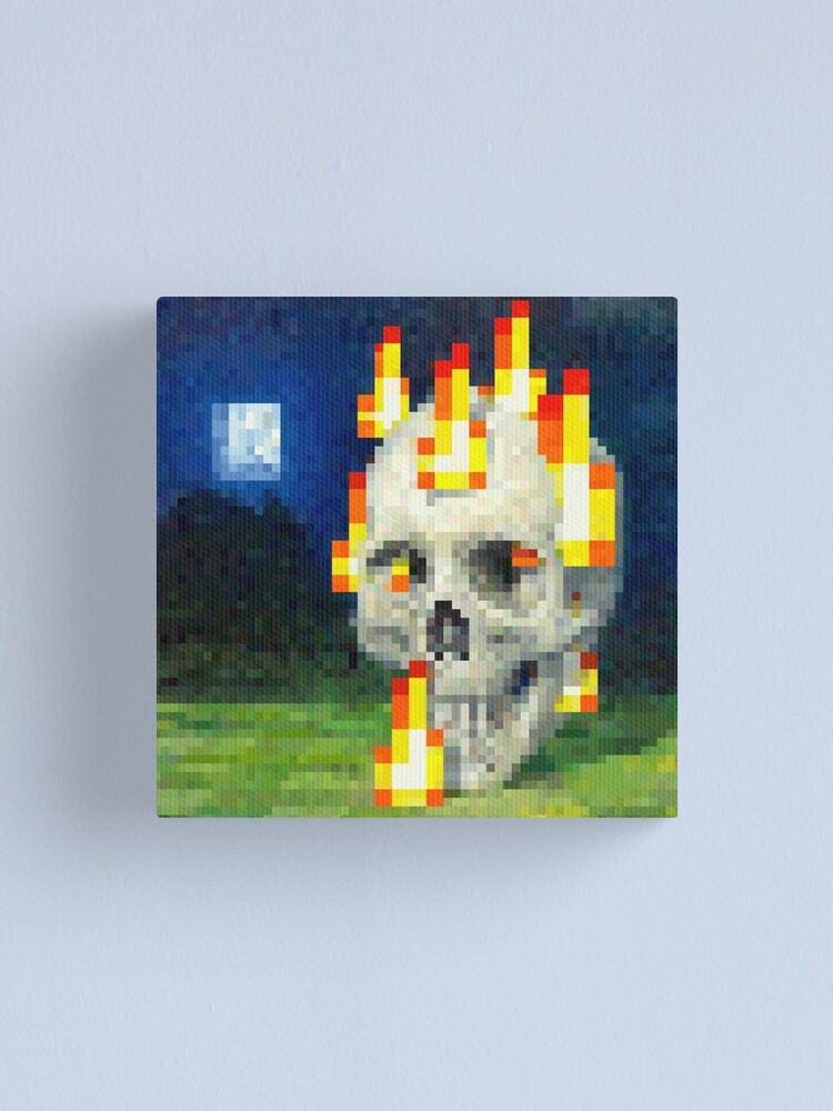 "Burning Skull - Minecraft Painting" Canvas Print by Hot-Bean | Redbubble