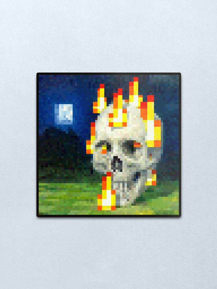 minecraft burning skull poster