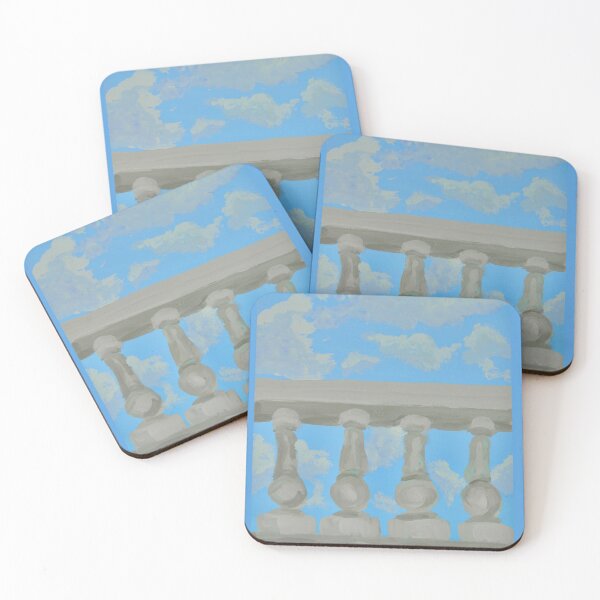Item preview, blue skies balcony scene painting designed and sold by OonasArt.
