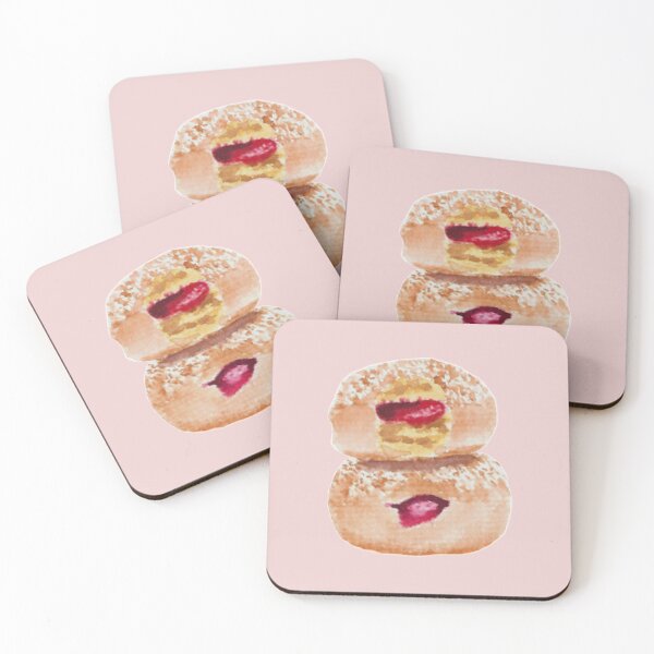 Item preview, Jelly donut watercolour illustration (pink colour background) designed and sold by tifft.