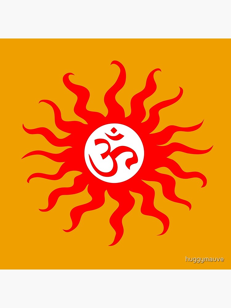 ohm mantra om yoga indian symbol sun Poster for Sale by huggymauve