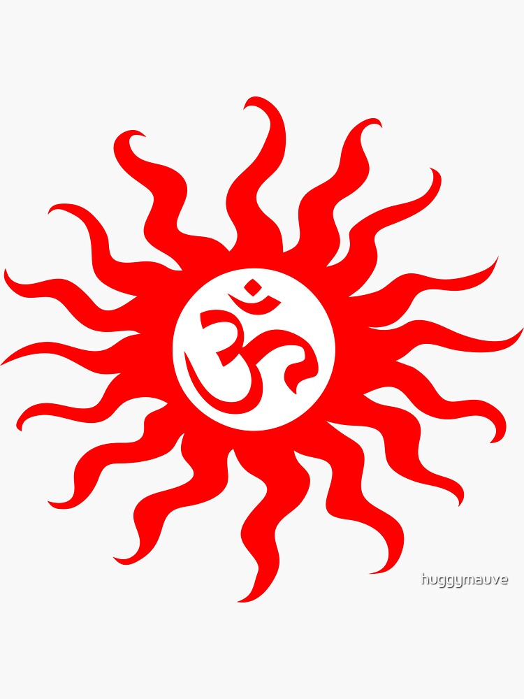 ohm mantra om yoga indian symbol sun Sticker for Sale by huggymauve