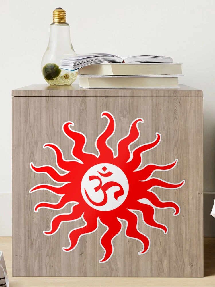 ohm mantra om yoga indian symbol sun Sticker for Sale by huggymauve