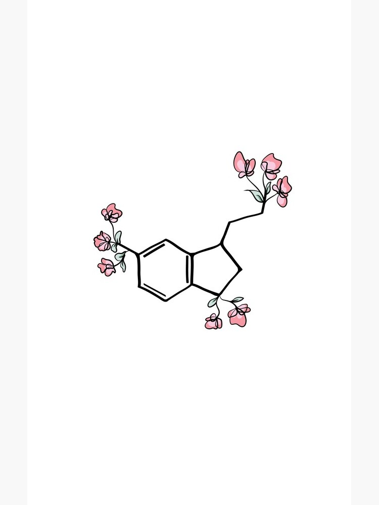 Serotonin Molecule Chemistry Organic Flower Floral Cherry Blossom Sticker Case And Skin For