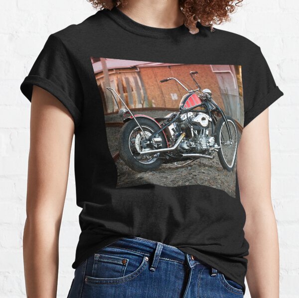 BOBBER MOTORCYCLE MENS T SHIRT WITH TWIN ENGINE SHORT SLEEVE CAFE RACER TEE 