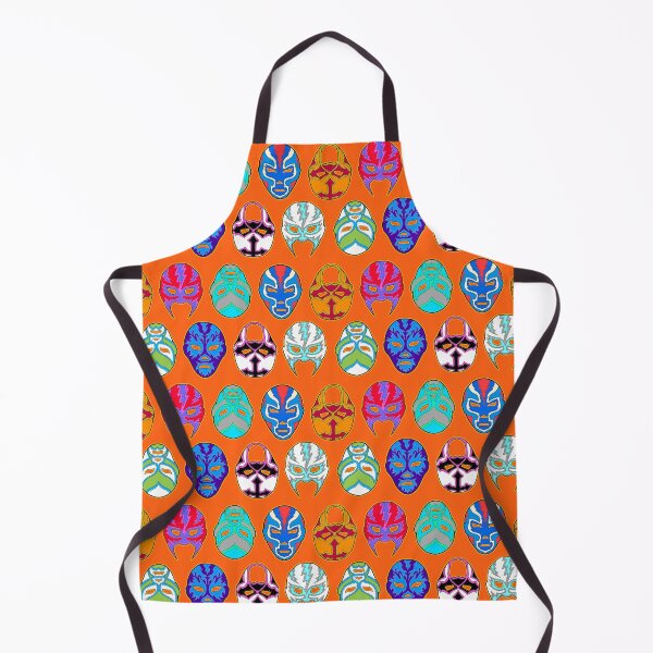 Item preview, luchador masks on orange designed and sold by Salt & Keep.