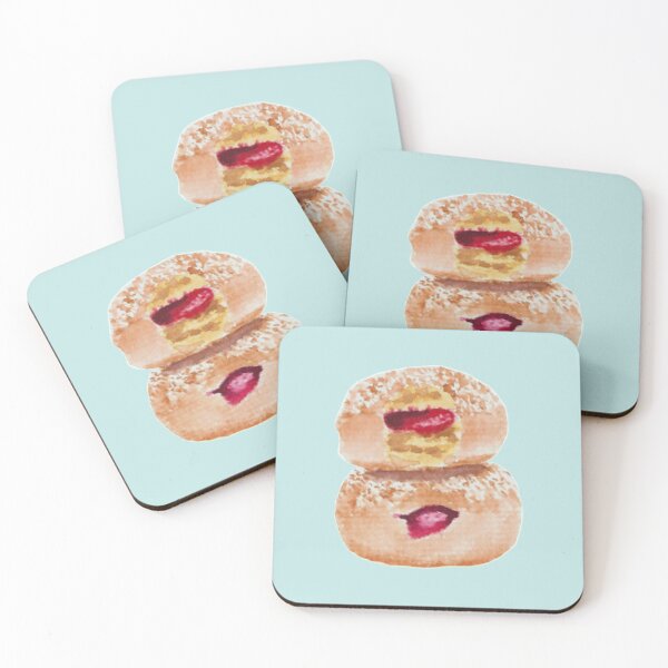 Item preview, Jelly donut watercolour illustration (blue colour background) designed and sold by tifft.