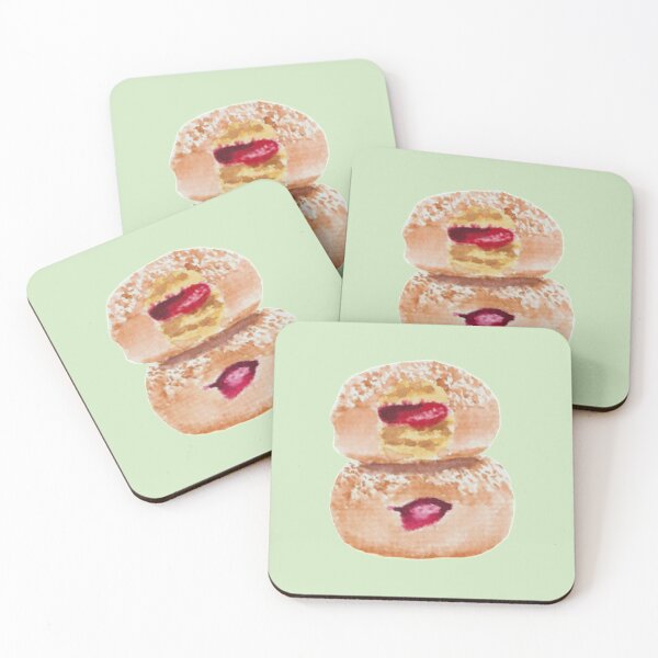 Item preview, Jelly donut watercolour illustration (green colour background) designed and sold by tifft.