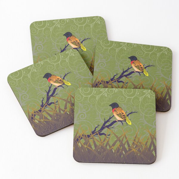 Item preview, Colorful bird in autumn scene designed and sold by FringyGingy.