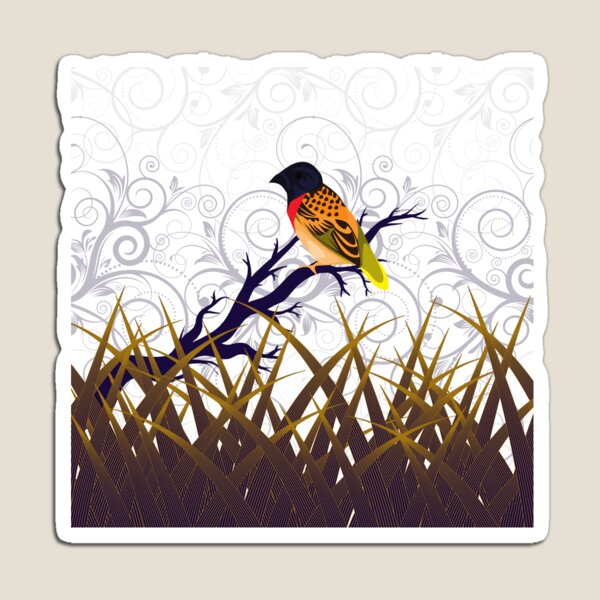 Item preview, Colorful bird in autumn scene designed and sold by FringyGingy.