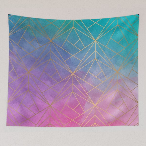 Item preview, Watercolor Geometric Gold Pattern Art designed and sold by Vic Torys ☆.
