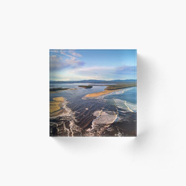 Sunset Mallacoota Main beach looking north over the mouth Acrylic Block