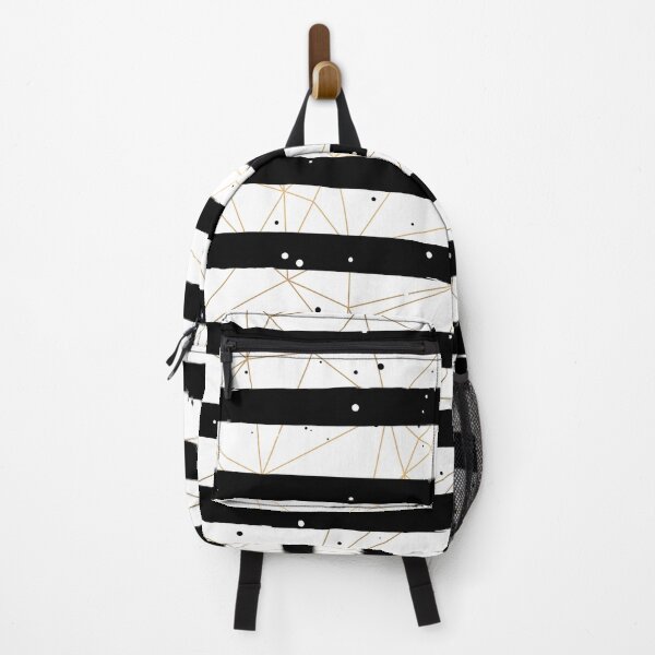 Item preview, Gold Geometric Pattern Black and White Stripes designed and sold by Vic Torys ☆.