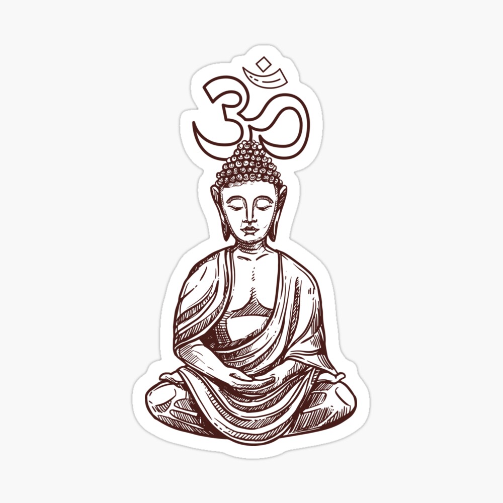 Meditating Buddha Drawing, Om Symbol