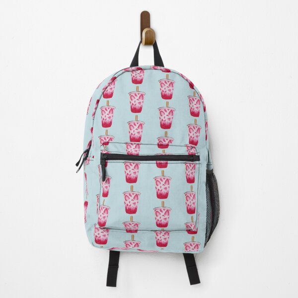 Item preview, Strawberry Pink Drink watercolour illustration (blue background) designed and sold by tifft.