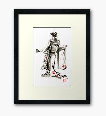 Geisha Japanese woman sumi-e original painting art print Gerahmtes Wandbild