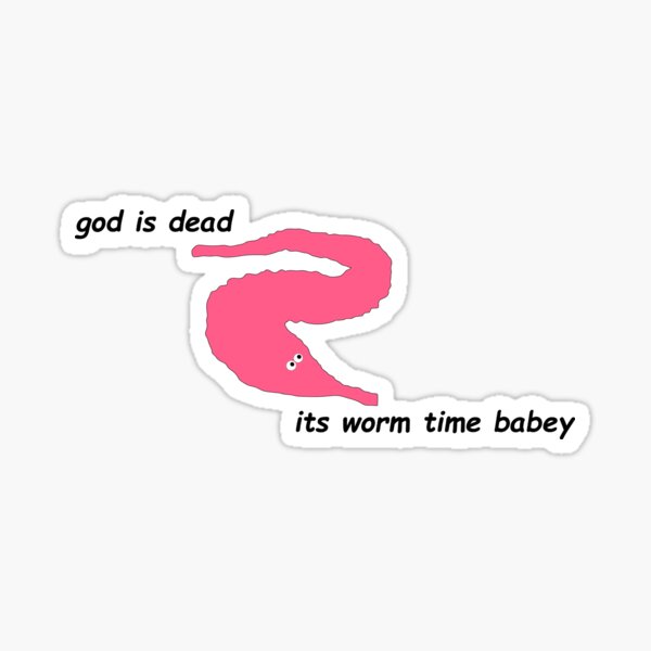 Vista previa del artículo con la obra «dios ha muerto su tiempo de gusano babey», diseñado y vendido por tastebuds.