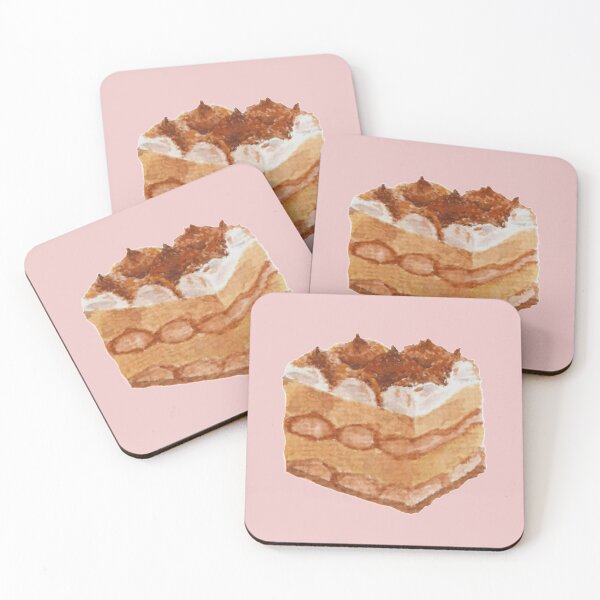 Item preview, Tiramisu watercolour illustration (pink background) designed and sold by tifft.