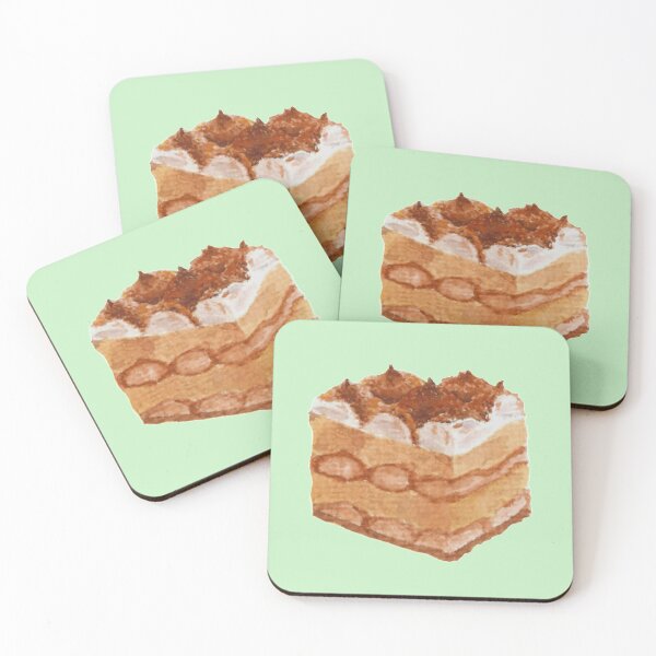 Item preview, Tiramisu watercolour illustration (green background) designed and sold by tifft.