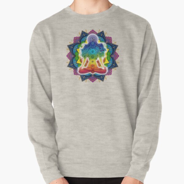 Mandala woman meditating chakras Pullover Sweatshirt