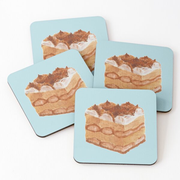 Item preview, Tiramisu watercolour illustration (blue background) designed and sold by tifft.