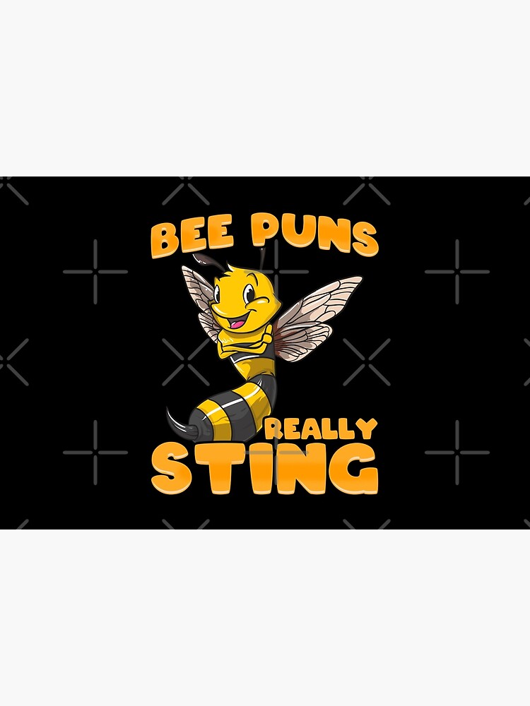 Funny Bee Puns Really Sting Bath Mat By Pragmaticfalcon Redbubble