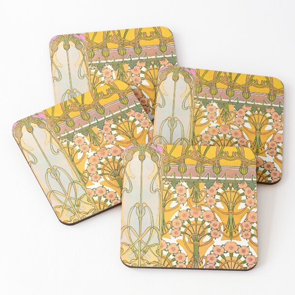 Item preview, Art Nouveau ALPHONSE MUCHA Floral Pattern designed and sold by StickerArtwork.