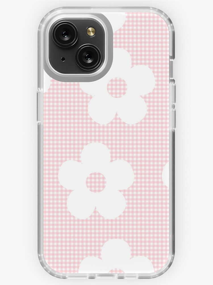 Pastel Pink Gingham White Flower Kawaii Cute Cottagecore Aesthetic