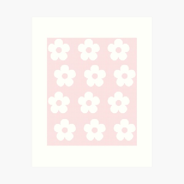 Item preview, Pastel Pink Gingham White Flower Kawaii Cute Cottagecore Aesthetic designed and sold by candymoondesign.