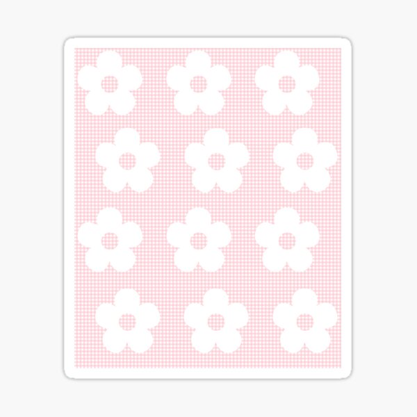 Vista previa del artículo con la obra «Cuadros vichy rosa pastel con flores blancas, kawaii, lindo, estilo cottagecore», diseñado y vendido por candymoondesign.