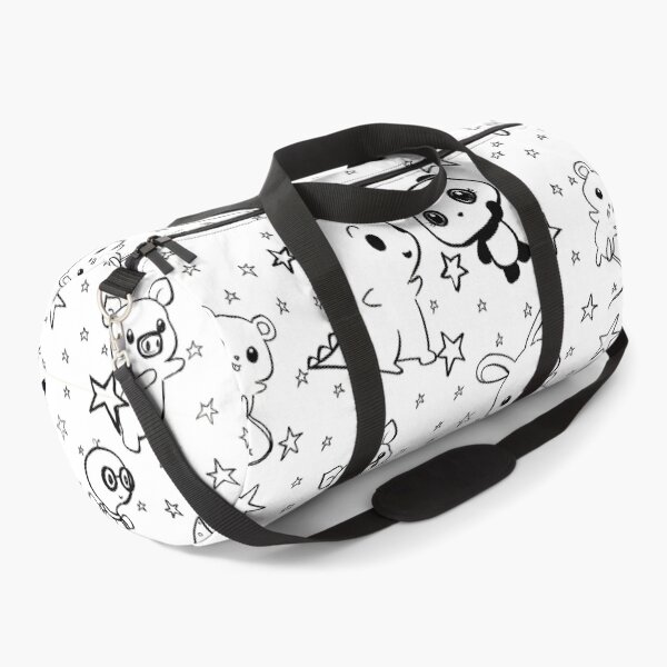 Seamless Pattern: Cute Animals and Stars Line Art Duffle Bag