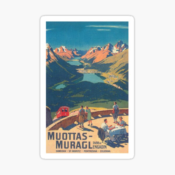 Item preview, Muottas Muragl, Switzerland Vintage Travel Poster designed and sold by vintagevivian.