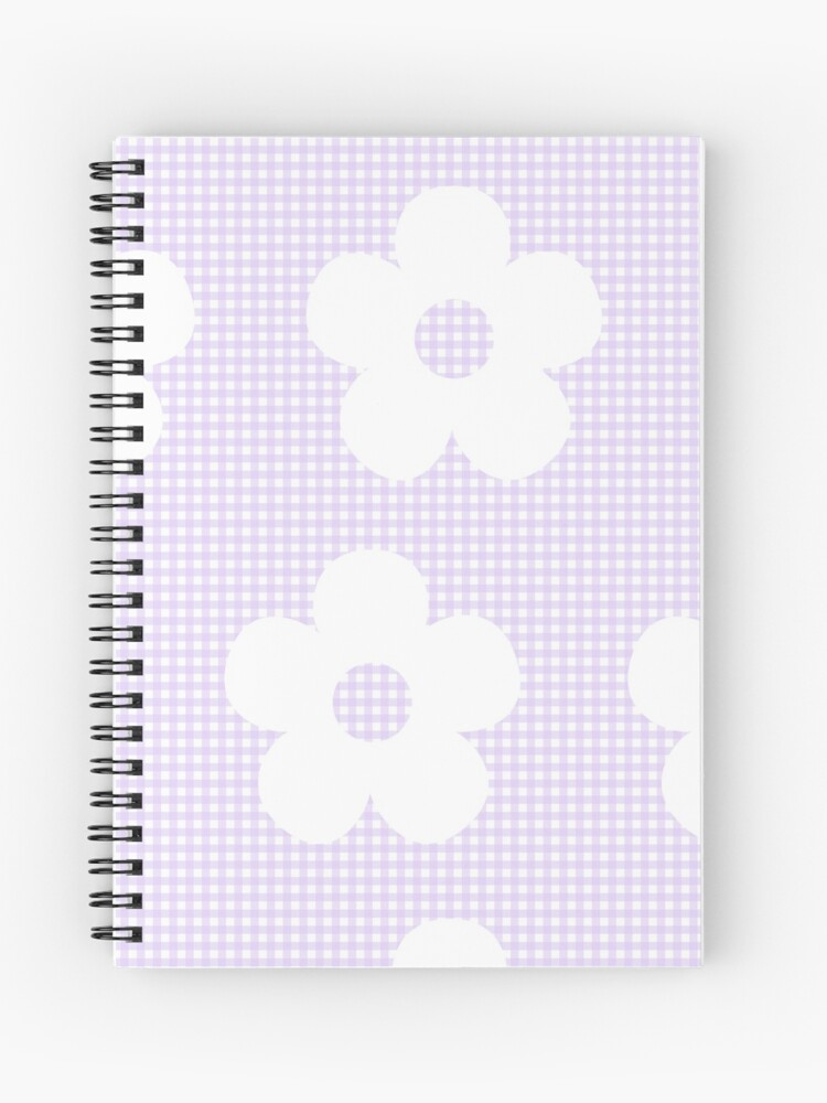 Cuaderno de espiral «Pastel Lavanda Púrpura Guingán Flor blanca Kawaii  Lindo Acogedor Cottagecore Estética» de candymoondesign | Redbubble