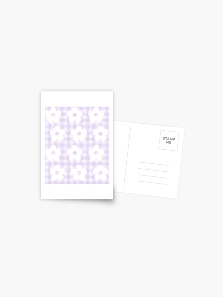 Postal «Pastel Lavanda Púrpura Guingán Flor blanca Kawaii Lindo Acogedor  Cottagecore Estética» de candymoondesign | Redbubble