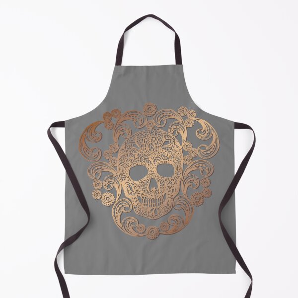 Item preview, Gold Lace Skull Damask on Grey designed and sold by Cecilia Mok.
