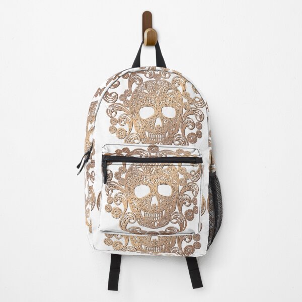 Item preview, Gold Lace Skull Damask on White designed and sold by Cecilia Mok.