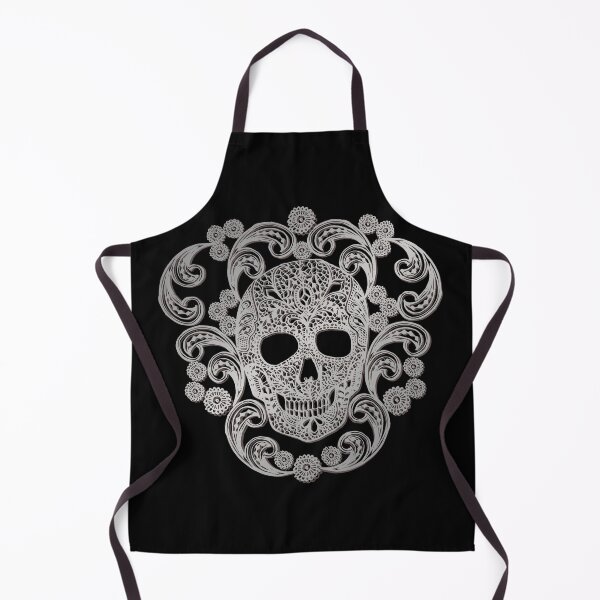 Item preview, Silver Lace Skull Damask on Black designed and sold by Cecilia Mok.