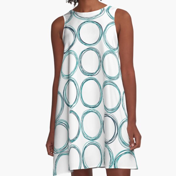 Blue circles, off-center A-Line Dress