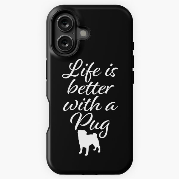 Vista previa del artículo con la obra «La vida es mejor con letras blancas de Pug», diseñado y vendido por PerfectDisguise.