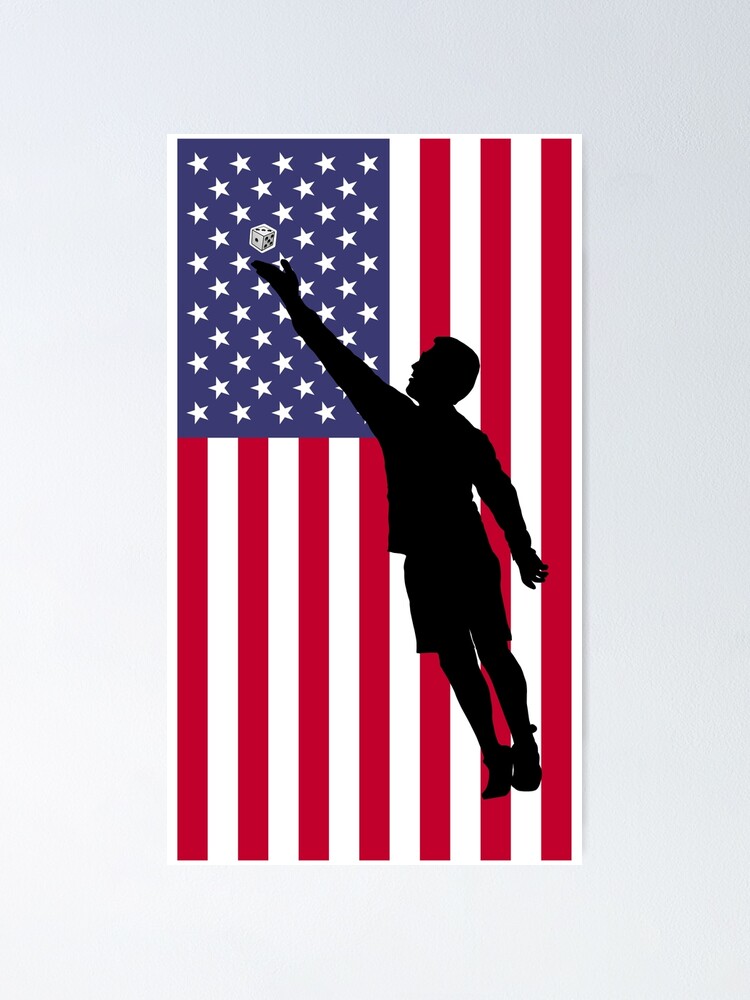 Poster for Sale avec l'œuvre « Bière Die Shot Silhouette Drapeau américain  » de l'artiste Dice-Up