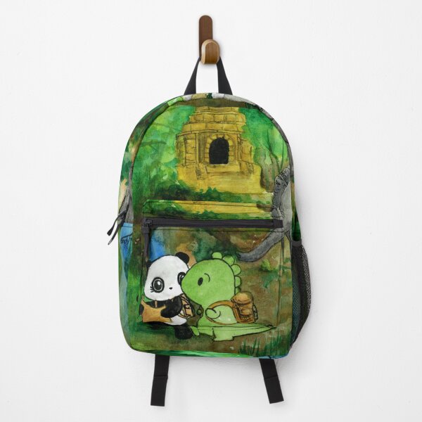 Vista previa del artículo con la obra «Pintura de acuarela de dinosaurios y pandas: aventura en la jungla», diseñado y vendido por Dino & Panda Studios.