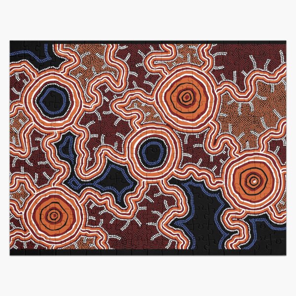 Authentic Aboriginal Art - Pathways to Water Jigsaw Puzzle