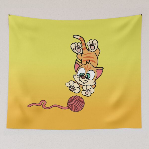 Item preview, Cute Cat Playing with a Ball of Yarn designed and sold by hlafflin.